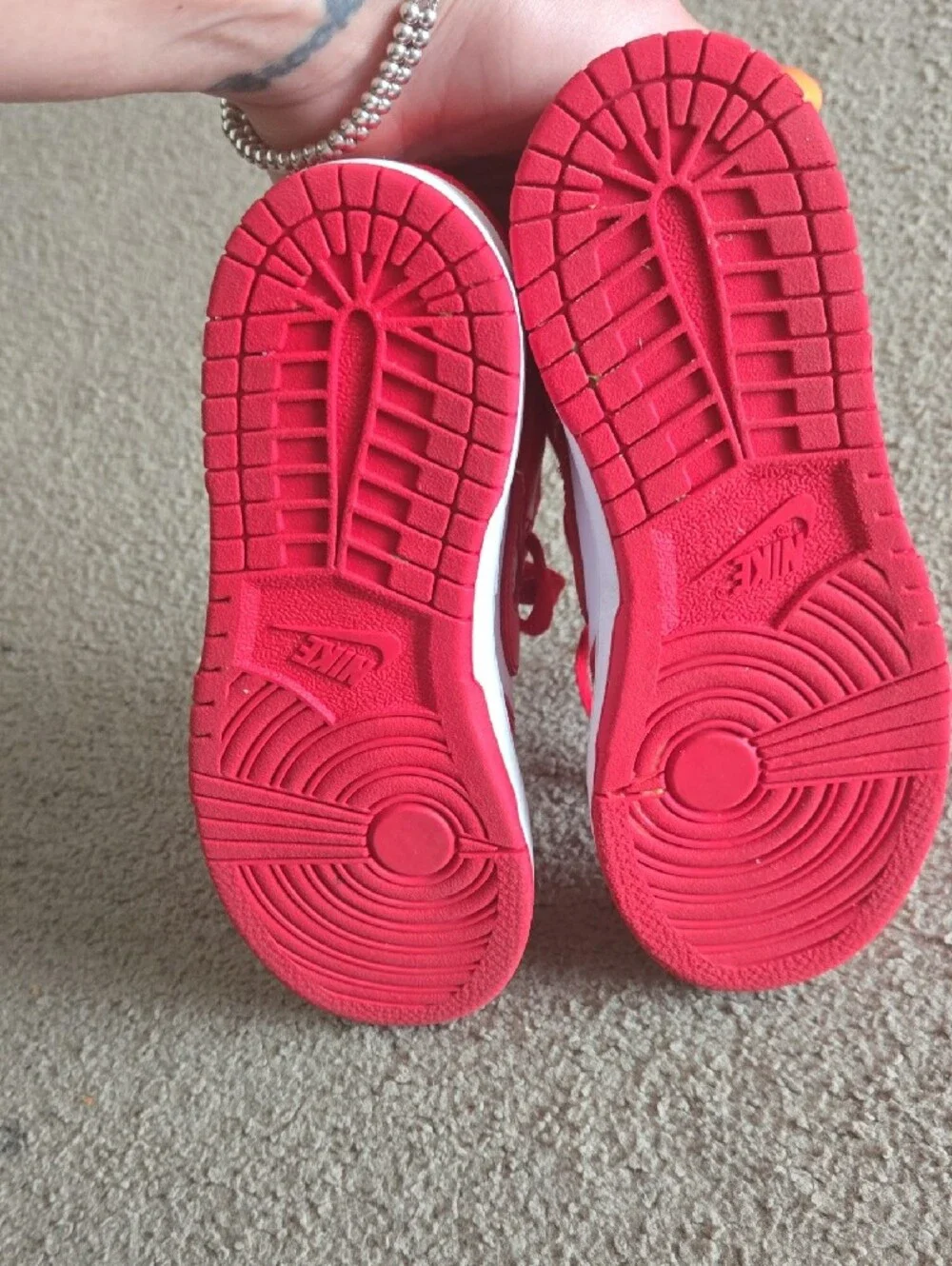 Nike Kids Red and White Low-Top Sneakers
